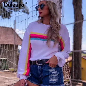 

Fashion O-Neck Patchwork Knitted Sweaters Autumn Winter Lantern Sleeve Women Pullovers 2019 Personality Elastic Jumpers Femme