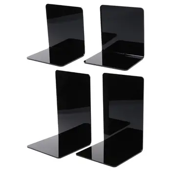 

2Pcs Black Acrylic Bookends L-shaped Desk Organizer Desktop Book Holder School Stationery Office Accessories