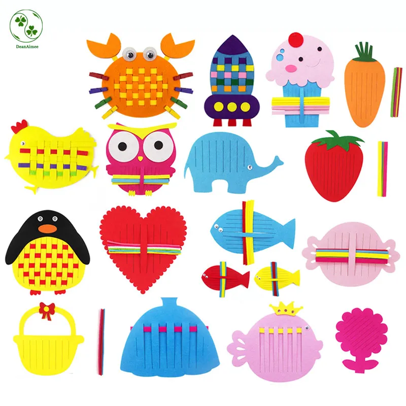 

13 Styles Creative Felt Puzzle Teaching Toys Kids Handmade Fabric Knit Craft Kindergarten Learn To Weave Felt Cloth Craft