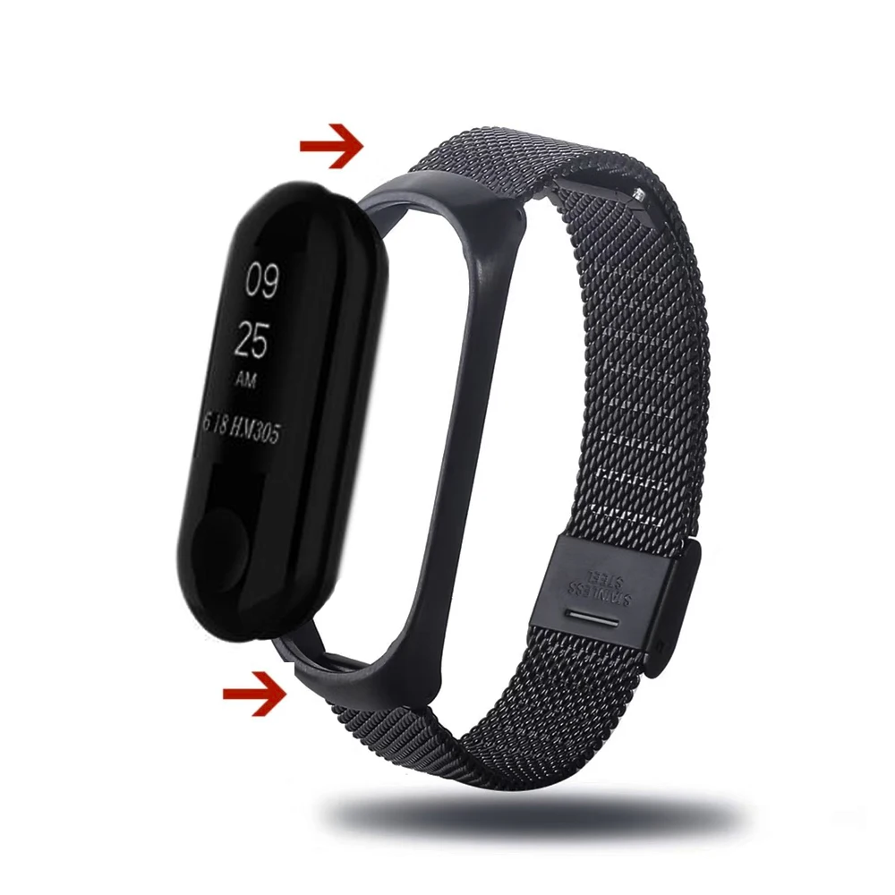 Для Xiaomi Mi band 4 3 металлический ремешок xiaomi band4 браслет из нержавеющей стали
