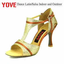 YOVE стиль w122-2 танцевальная обувь Бачата/Сальса крытый и открытый Женская танцевальная обувь