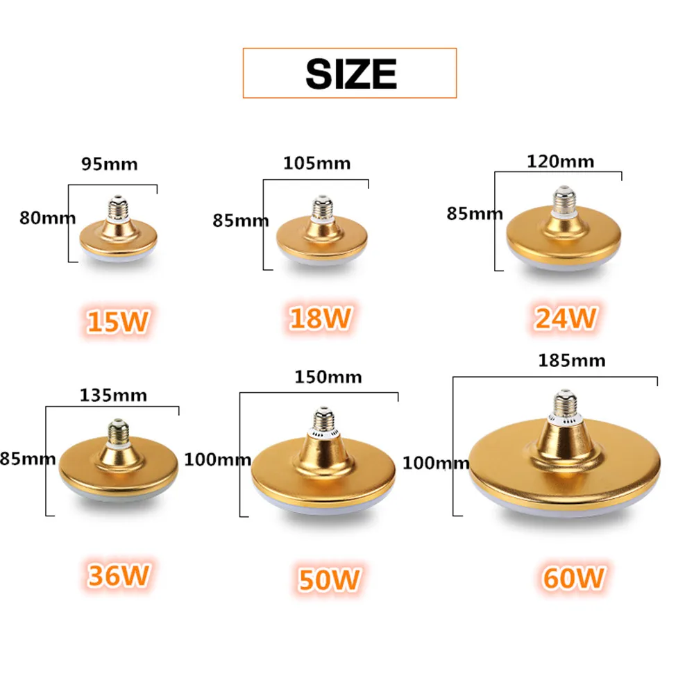 HZFCEW AC220V E27 Светодиодный светильник 15 Вт 18 Вт 24 Вт 36 Вт 50 Вт 60 Вт 70 Вт энергосберегающий плоский светильник НЛО лампа для дома светильник ing FR314