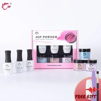 

TP 28g Nail Dip Powder System Starter Kit 14ml Top Coat Base Sealer Natural Dry Gradient French Glitter No Lamp Cure Xmas Kit