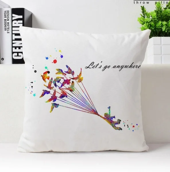 The Little Prince Pillow Cover Watercolor Let's Go Anywhere Art Decor Throw Pillow Case Velvet Plush Pillowcase Signle Side Printed