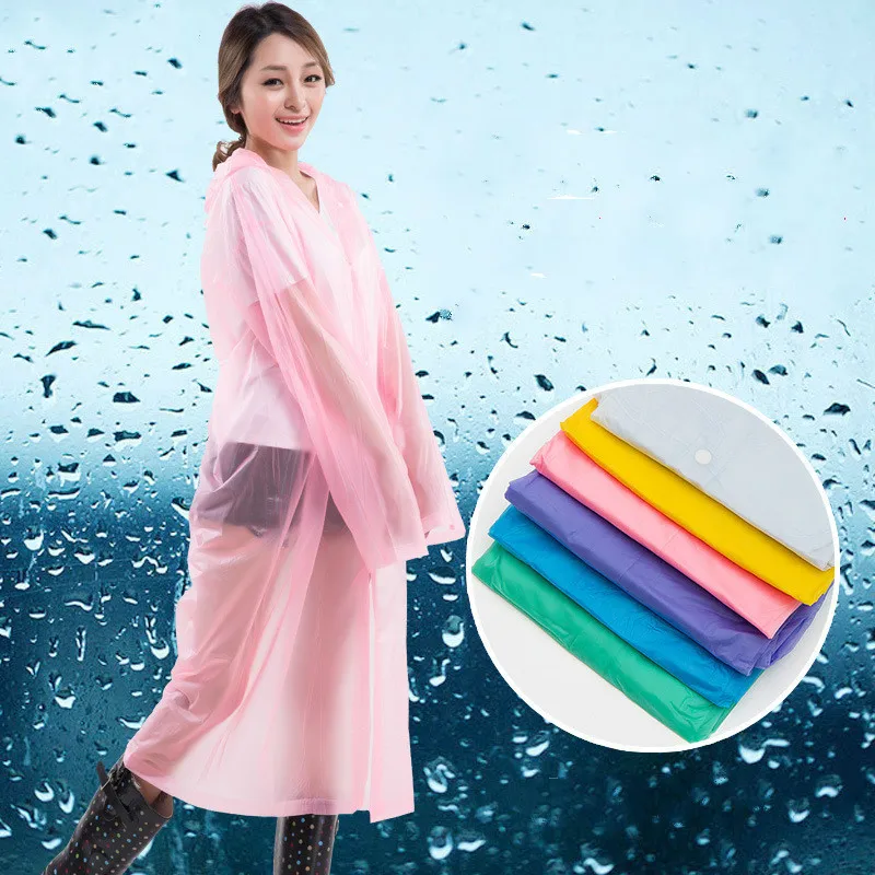 

Senior Adult Fashion Colour Raincoat PVC Non Disposable Casacas Para Mujer Rain Coat Ponchos And Capes