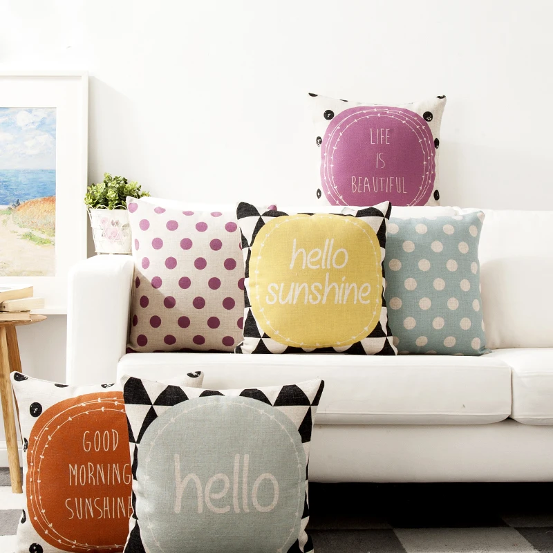 

American Red Yellow Green Pillow Cover Wave Circle Cushion Cover Home Decorative Linen Pillow Case Office Sofa Cushion Cover