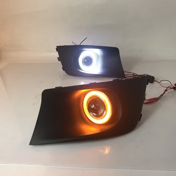 

RQXR fog lamp driving light assembly For Subaru Legacy 2010-12 cob angel eye led daytime running lights turn signal