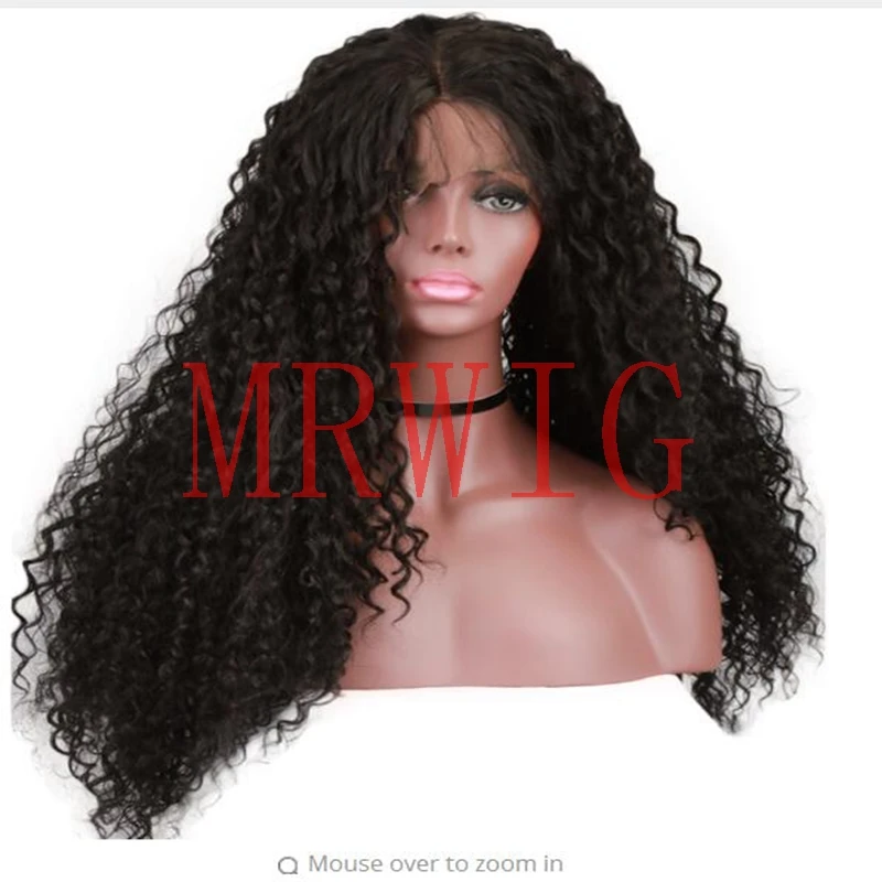 MRWIG длинные кудрявые синтетические волосы на кружеве натуральные парики женский черный Ежедневное использование половина руки завязанные средняя часть Детские волосы 1b#2#8#27
