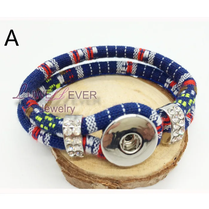 

Wholesale Rhinestones Cloth Handmade 18mm Snap Button Bracelet Interchangeable Charm Jewelry For Women Men