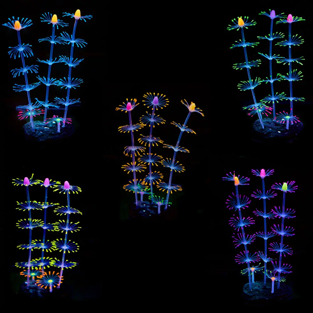 Новое поступление 1 шт. 21 см высокое Силиконовое искусственное аквариумное Коралловое растение цветочный орнамент декор для водных объектов украшение дома