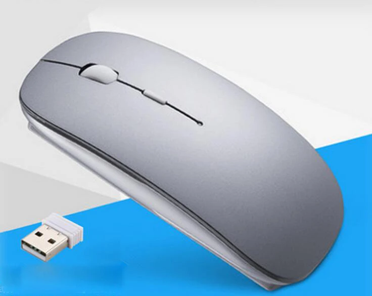USB мышь для Macbook Air Pro, для Win 10/Mac ноутбук беспроводная мышь перезаряжаемая Бесшумная оптическая игровая мышь - Цвет: Серый