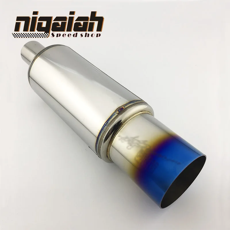 

Inlet: 51/63mm inlet Universal 304 Stainless Steel Burned Blue Silencer exhaust pipe car muffler