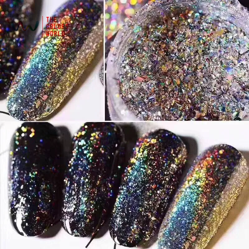 TCWB221L высококачественные лазерные серебряные хлопья Galaxy Holo для украшения ногтей