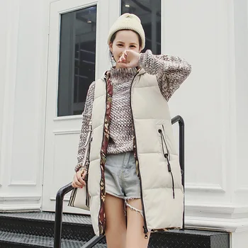 

KUYOMENS Both Side Can wear Long Women Waistcoat Short Sleeve Jacket Winter Women's Autumn Female Vest Coat Colete Feminino