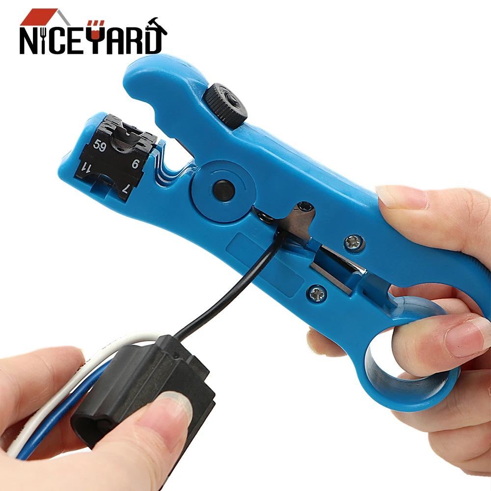 

NICEYARD Wire Cable Pliers Electric Stripping Tools Multi-functional Cutter Striper for UTP/STP RG59 RG6 RG7 RG11