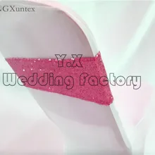 Цвет фуксии, расшитый блестками, ободок для стула, лента для свадьбы, украшение для мероприятий