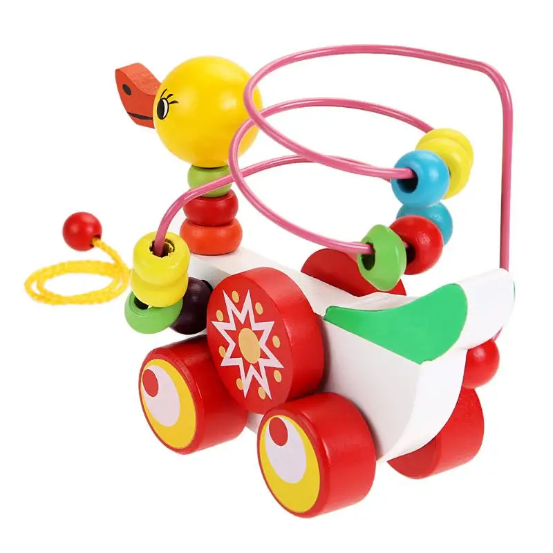 Прицеп-Утенок, круглые бусины, развивающие игрушки, Разноцветные Детские деревянные игрушки для игр, подарок на день рождения, игрушки для детей, милый автомобиль, новинка