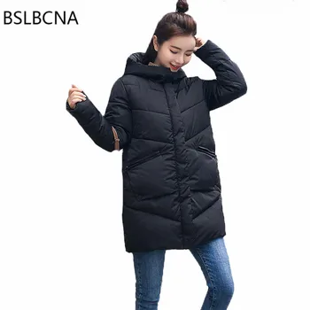 

Korean 2020 New Winter Women Coat Hooded Down Cotton Clothes Cotton Padded Jacket Warm Casual Solid Color Tops Femme Parka A365