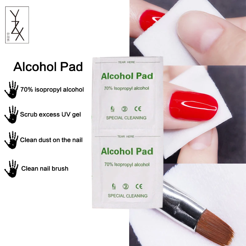 

YZX 20Pcs 70% Isopropyl Alcohol Pads Scrub Brush Dust Nail Wet Wipe Antiseptic Sterilization Portable Skin Clean Care First Aid