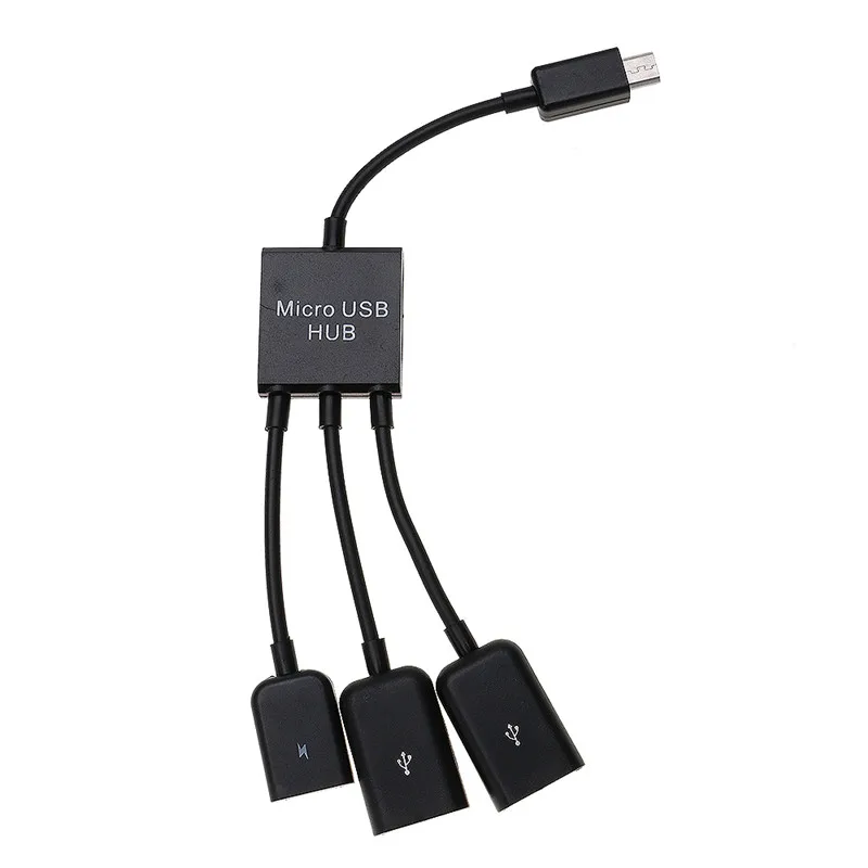 Micro USB на 2 порта USB 2,0 с 1 портом Micro USB зарядный концентратор OTG адаптер Черный