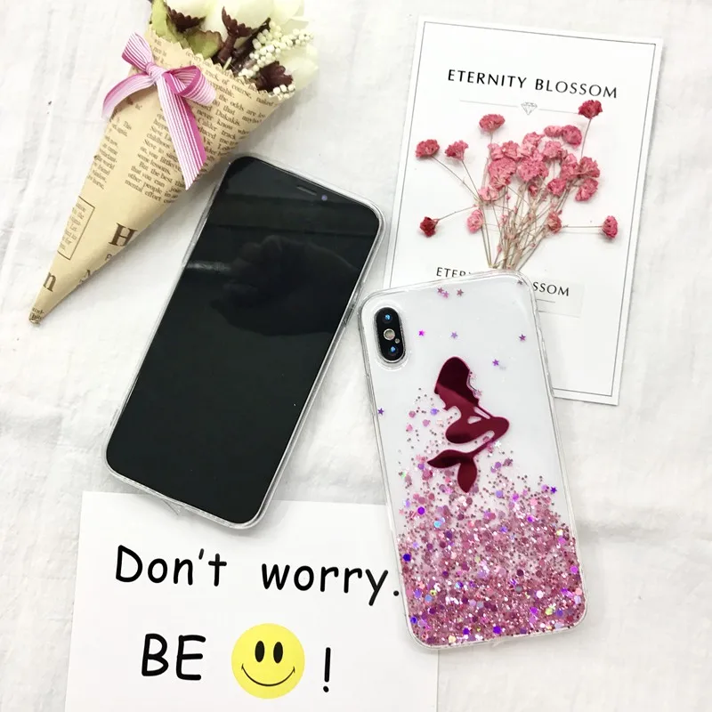 Tfshining 3D Cartoon Alice Princess Mermaid Phone Case For iPhone 8 7 6S 6 Plus Cute Back Cover Clear Case For iphoneX Xs Max XR (4)