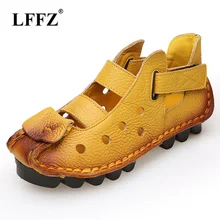 Lzzf/; летние туфли на плоской подошве из натуральной кожи в стиле ретро; женские повседневные Мокасины в винтажном стиле; лоферы; женская обувь; сандалии; большие размеры