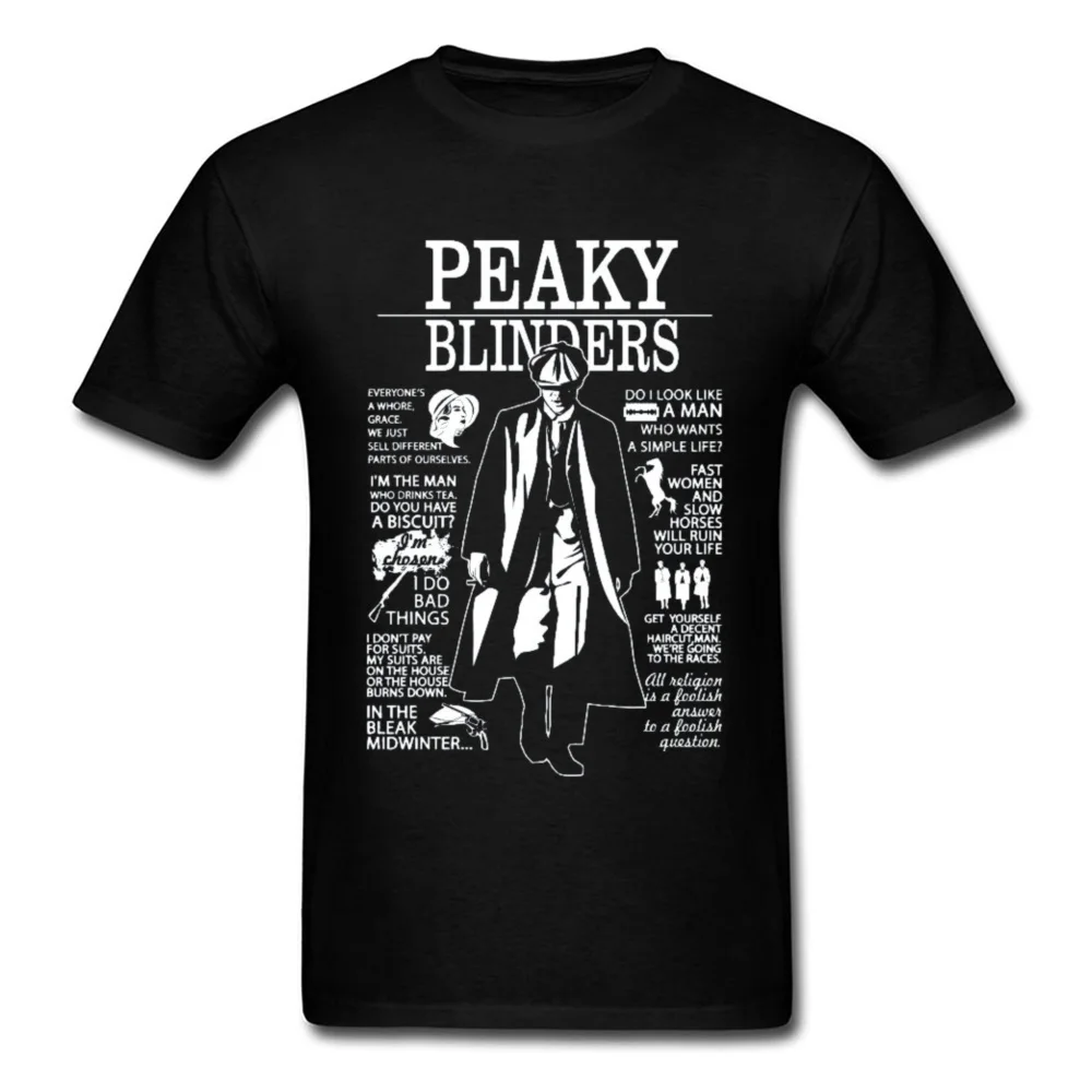 Crew Neck Tommy Shelby Quotes Pure Cotton Men T Shirt Casual Short Sleeve Tops T Shirt Special Simple Style Tops Shirt Tommy Shelby Quotes black