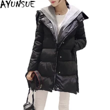 AYUNSUE Новое поступление женские пуховики и пальто с капюшоном теплые женские длинные парки свободная вязаная женская зимняя верхняя одежда ST445