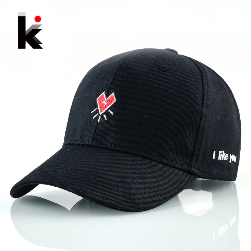 

100% Cotton Dad Hat For Men Red Heart Embroidery Baseball Caps Women Snapback Bones Adjustable Casual Couples Hat Hip Hop Gorras
