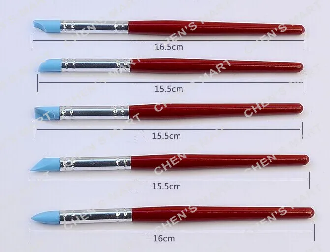Useful Tools 5 pc 6" Fine Cake Decorating Silicone Brush Set Fondant Shaping Pen Food Cupcake Sugarcraft Styling Cake Tools