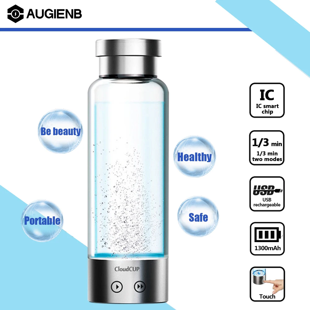 

Augienb 480ml Titanium Electrolysis Oxygen Hydrogen-Rich Water Ionizer Maker Generator Cloud Cup Anti-Aging Water Bottle