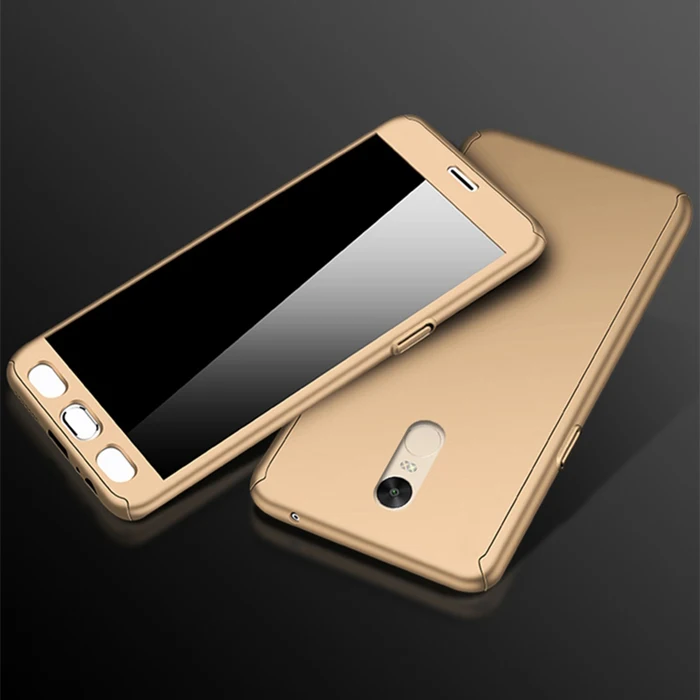 Роскошный 360 полный защитный чехол для телефона Xiaomi Pocophone F1 6 6X для Redmi 4A 4X5 5A Note 4 Pro 4X Note 5A чехол со стеклом - Цвет: Золотой