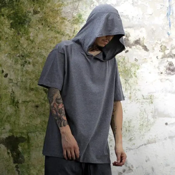 

Men's T Shirt Fashion Hooded Short Sleeved T-shirt Men Tees Male Camisa Masculina Sportswer T-Shirts Tshirt Homme 5XL Men Tops