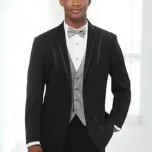 Свадебный костюм мужской модный мужской костюм однобортный черный заостренный лацкан мужской смокинг для жениха свадебный бизнес(пиджак+ брюки+ жилет+ галстук