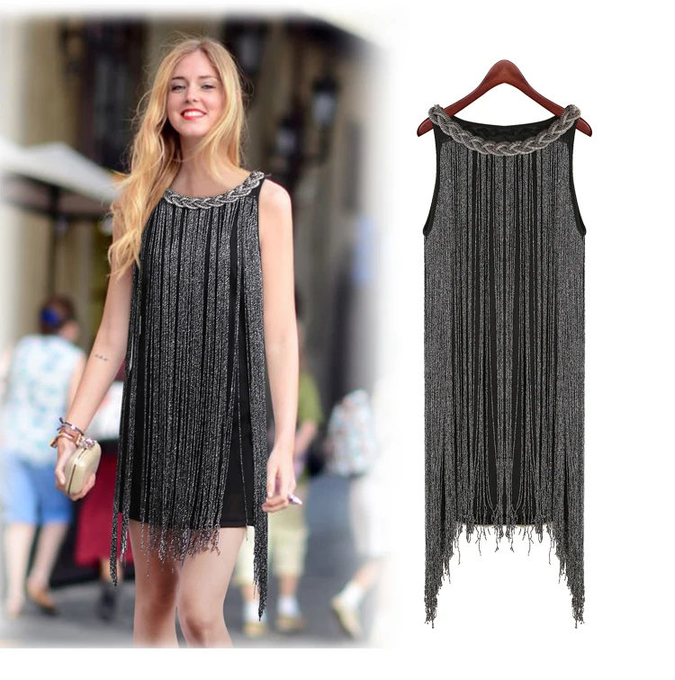 Aliexpress.com : Buy GREAT GATSBY OMBRE METAL HALTER NECK BLACK FRINGE BEADED 1920S FLAPPER