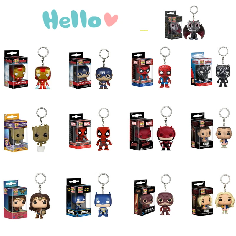 

FUNKO POP Pocket Pop Keychain Original Captain America Black Panther Deadpool Batman Dancing Groot Wonder Woman Christmas Gift