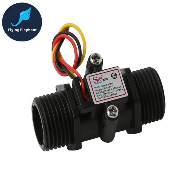G1/2'' Plastic Black Water Heater Flow Sensor Hall Precision Flowmeter