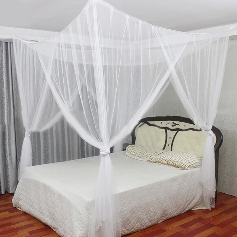 Элегантная 4 Угловая стойка кровать навес, противомоскитная сетка Полный размер полиэфирная сетка ткань текстиль сетка постельные принадлежности