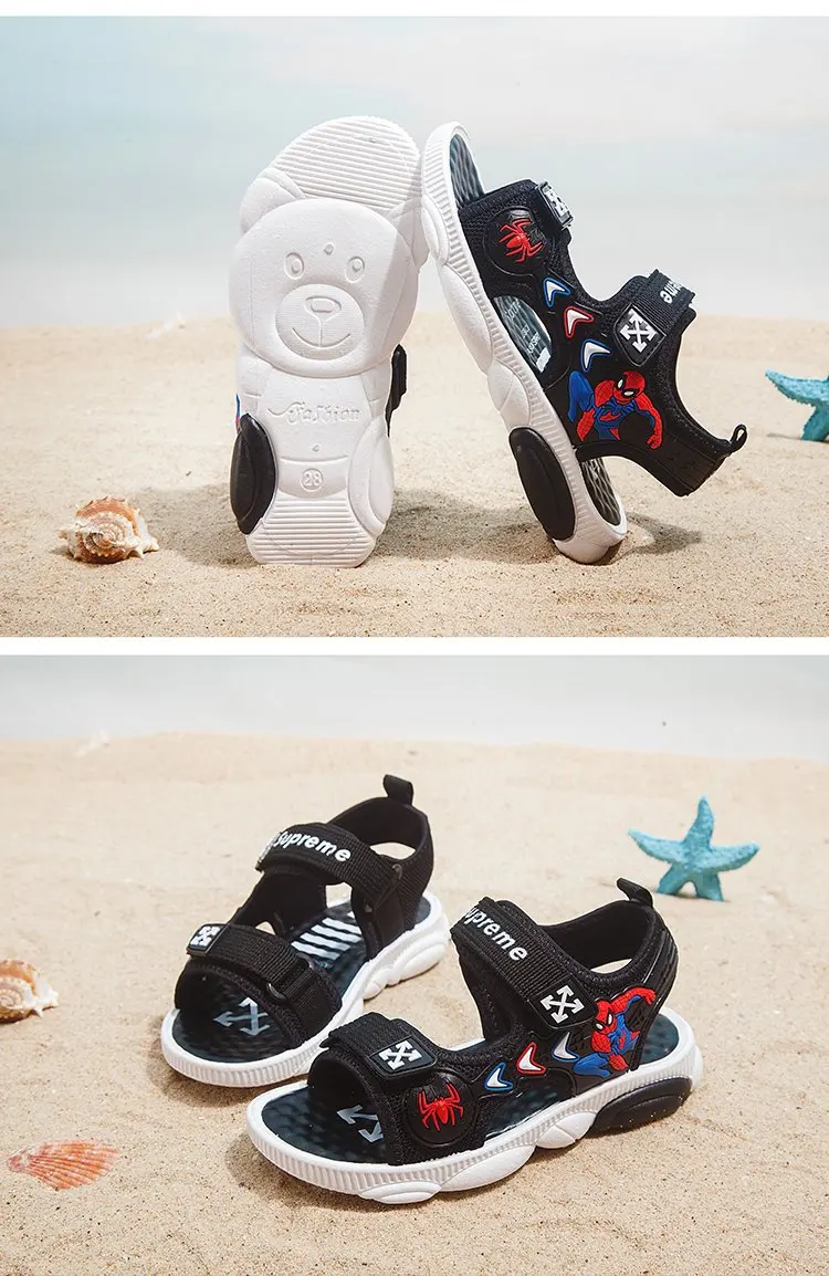 ZYJ Kids Spiderman Summer Sandals Garden Boys Girls Cartoon Bear Spider Man Shoes Sport Anti Slip Baby Beach Sandal Shoes (17)