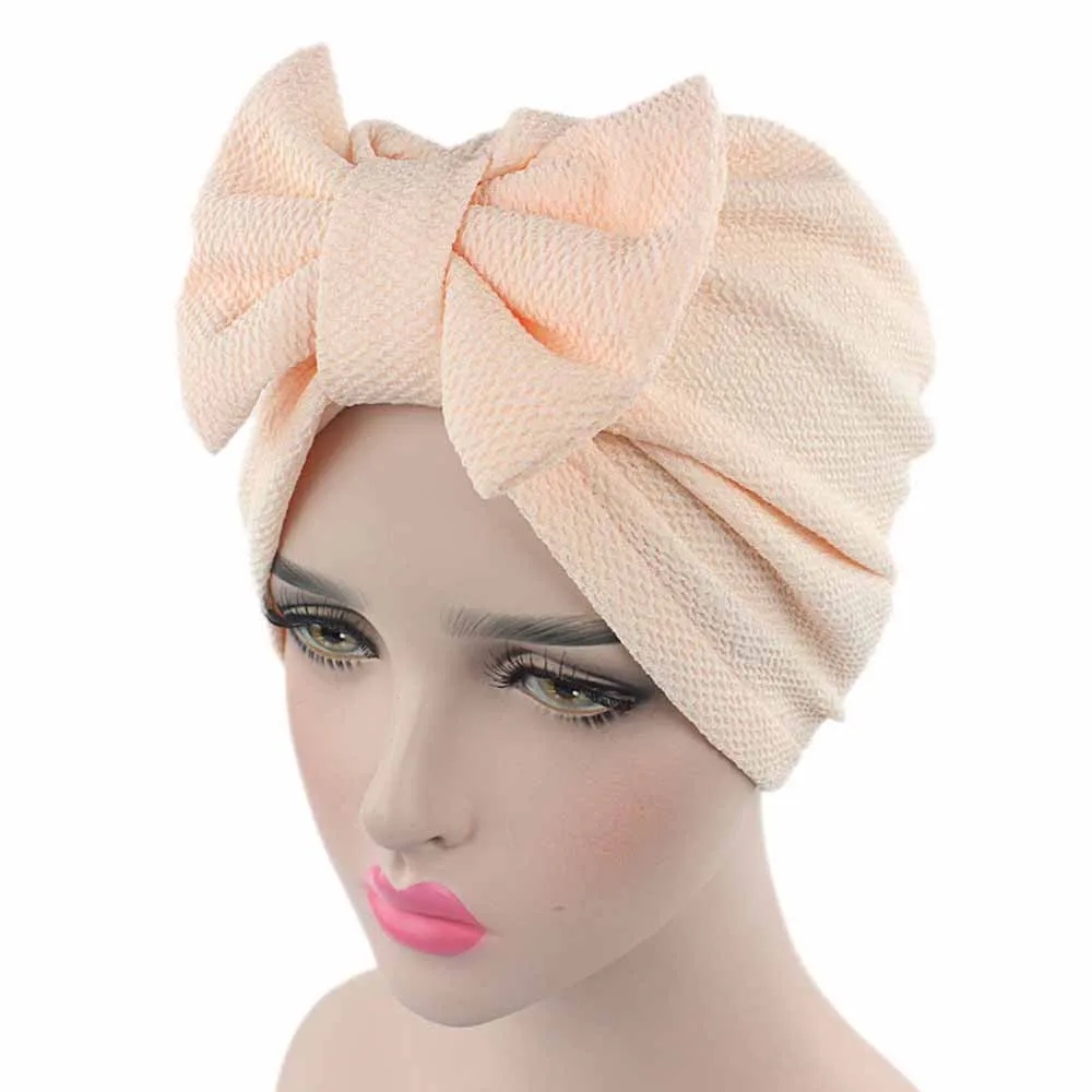 Women Big Bow Turban caps Cancer Chemo hat Beanie Scarf Head Wrap Cap