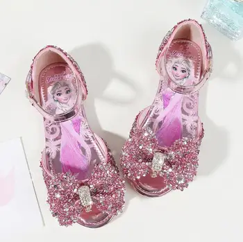 

Children girls sandals,Elsa shoes for girls,Dancing and party shoe rhinestone bow else shoes EUR size 23-36