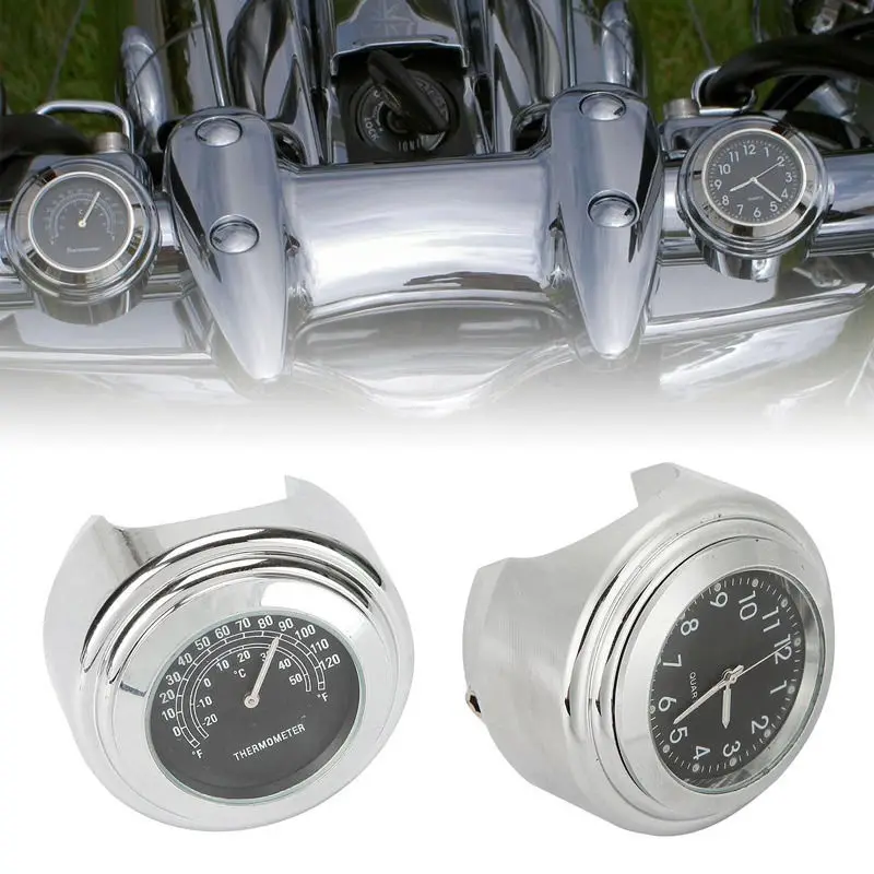 

7/8" 1" Handlebar Clock Thermometer For Honda VTX 1300 C R S RETRO GL 1500 1800/Suzuki Boulevard M109R M50 M90 M95 C109R C90