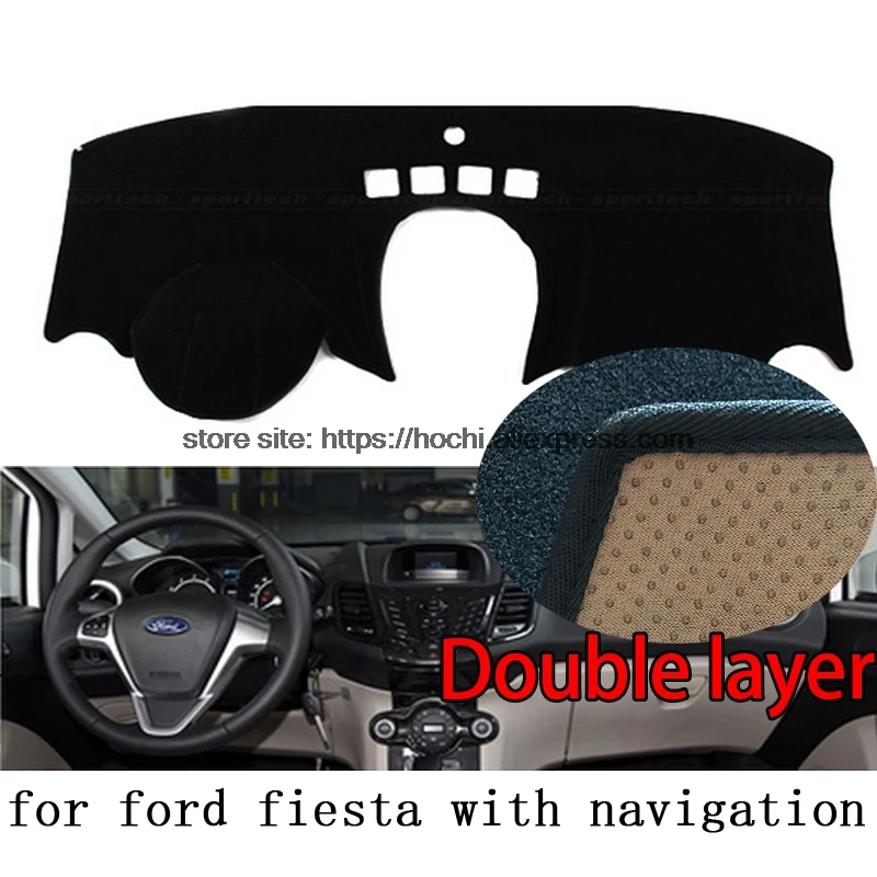 Для ford fiesta двухслойный силикагель Приборная панель автомобиля Pad Инструмент