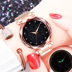 Топ звездное небо, Стразы Часы Для женщин Роскошные розовое золото магнитные наручные часы дамы минимализм женские часы relogio feminino