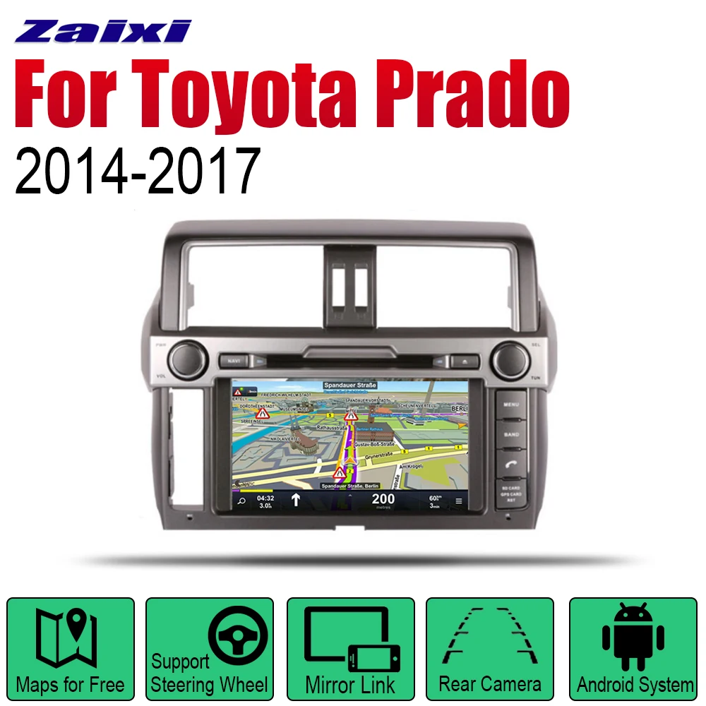 

ZaiXi Android Car Radio Stereo GPS Navigation For Toyota Land Cruiser Prado 150 2014~2017 Bluetooth wifi 2din Car Radio Stereo