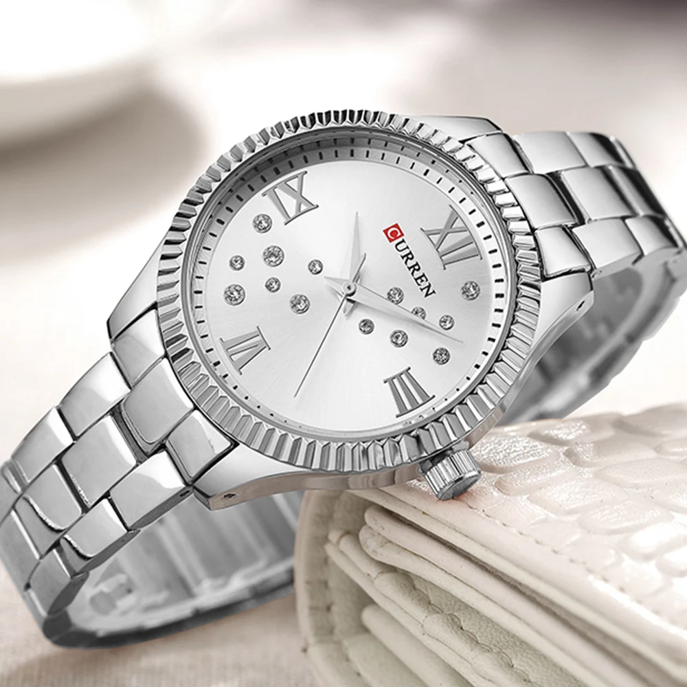 

CURREN Women's Rhinestone Quartz Wristwatch Fashion Ladies Dress Watches Bracelet Clocks 2019 relogio feminino zegarek damski #c