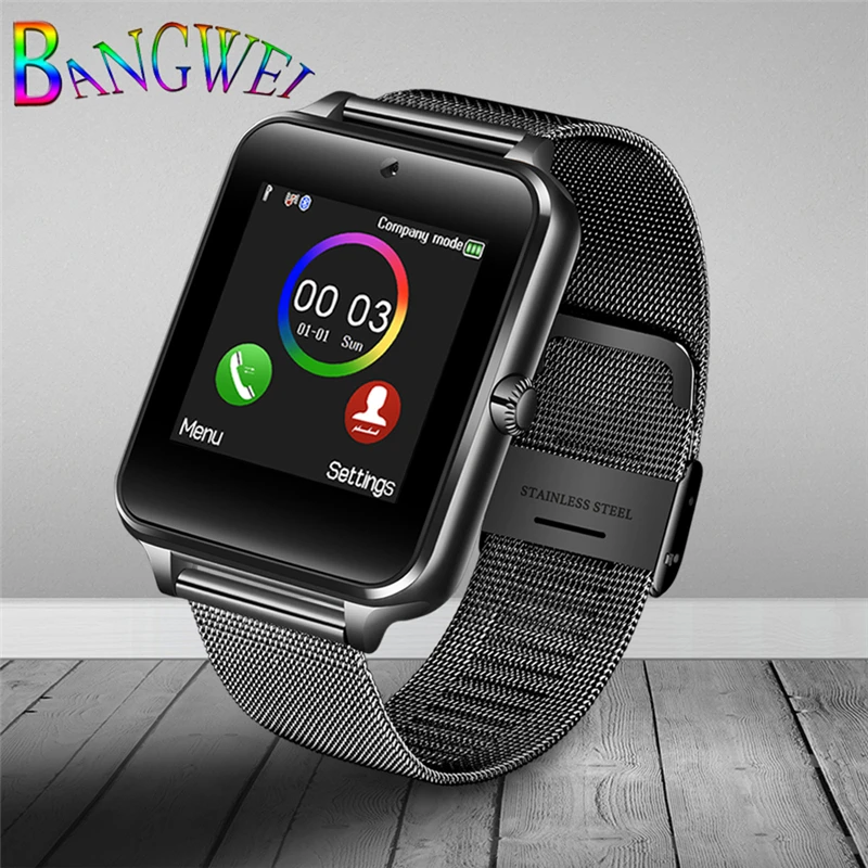 

2018 Fashion New Stainless Steel Smart Watch LED Color Touch Screen Support SIM Card Bluetooth Remote Camera Sport smartwatch