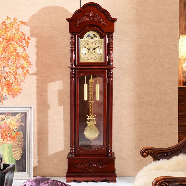 Americanos europeos sala de estar piso abuelo mecánica reloj de péndulo