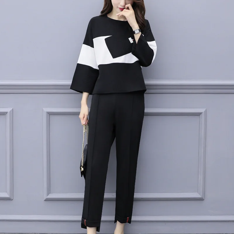 

Printed Women's Two Piece Set 2019 Autumn 2-piece Sweatshirt+Long Pant Leisure Tracksuits Plus Size L-4XL Leisure Sportswear Set