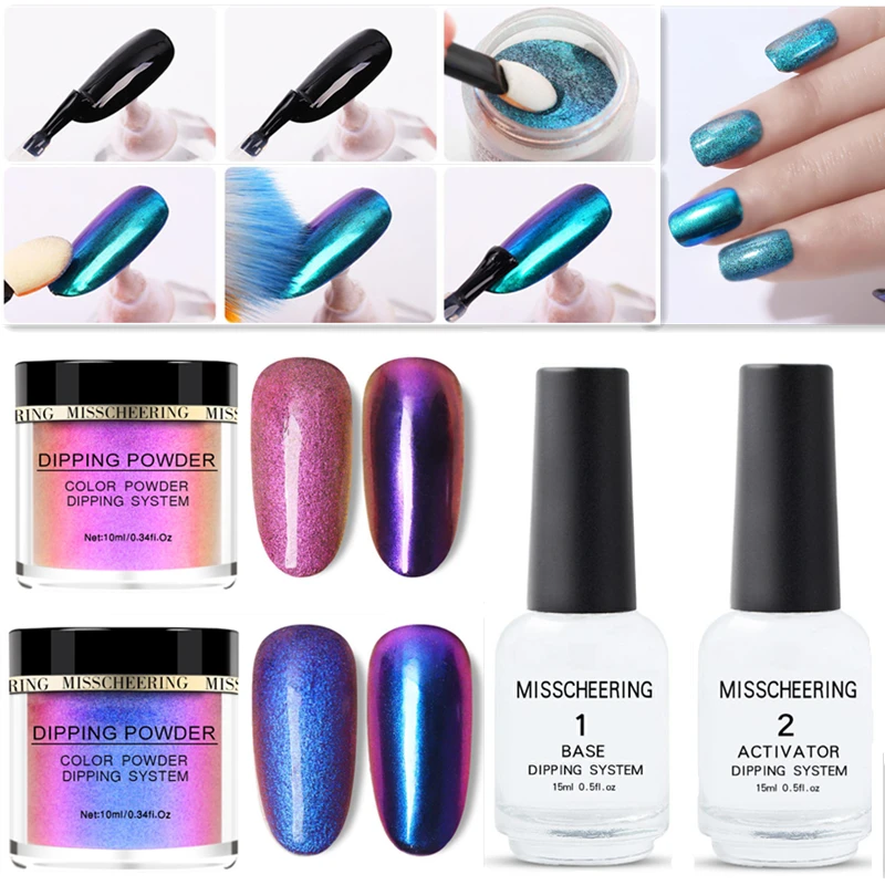 

Chameleon Dip Powder Shining Holographic Glitter Mirror Dipping System with Activator Gradient French Nail Natural Dry Manicure